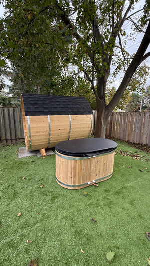 Oval 5′ Cedar Plunge — 2-Person Hybrid with 1 HP Hot &amp; Cold Chiller