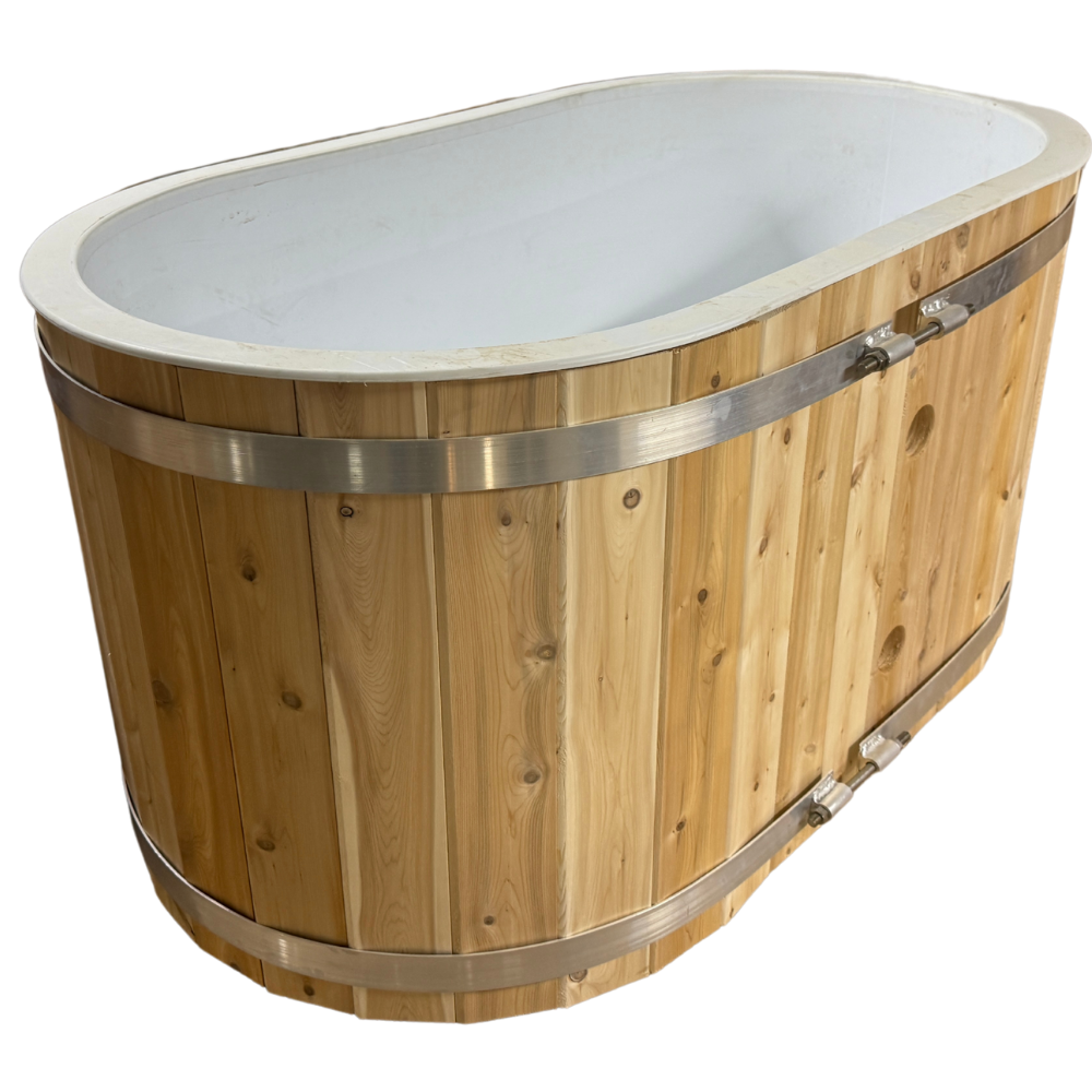 Oval 5′ Cedar Plunge — 2-Person Hybrid with 1 HP Hot &amp; Cold Chiller