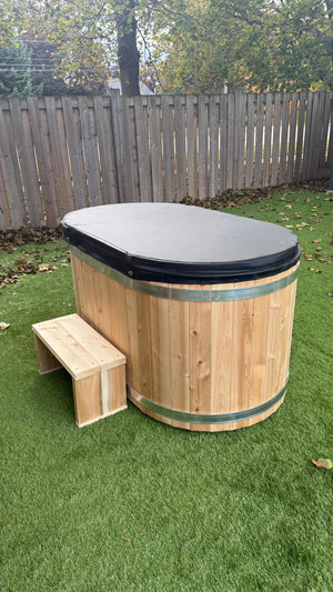 Oval 5′ Cedar Plunge — 2-Person Hybrid with 1 HP Hot &amp; Cold Chiller